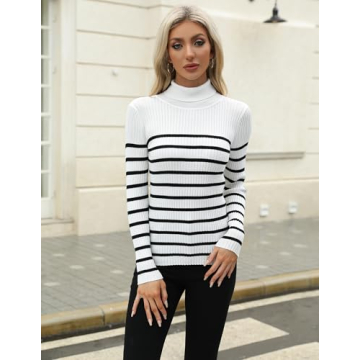 Zeagoo Women's Fall Turtleneck Sweater Ribbed Knit Top