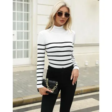 Zeagoo Women's Fall Turtleneck Sweater Ribbed Knit Top