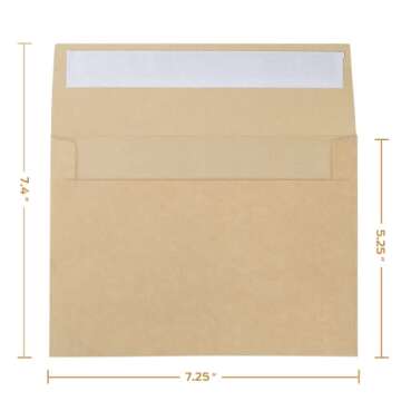 A7 Printable Brown Kraft 5x7 Envelopes 150 Pack, Ohuhu A7 5-1/4 x 7-1/4 Inch, Eco-Friendly A7 Envelo...