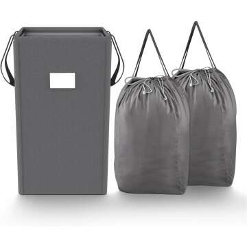 210L Collapsible Laundry Hamper with Washable Bags