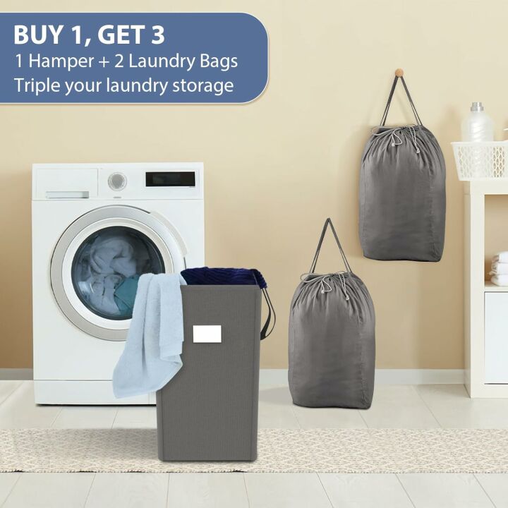 210L Collapsible Laundry Hamper with Washable Bags
