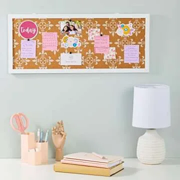 Juvale Cork Bulletin Board - 10 x 24 inch with White Frame, Decorative Rectangle Hanging Pin Board for Office, Bedroom, Home Decor, Message