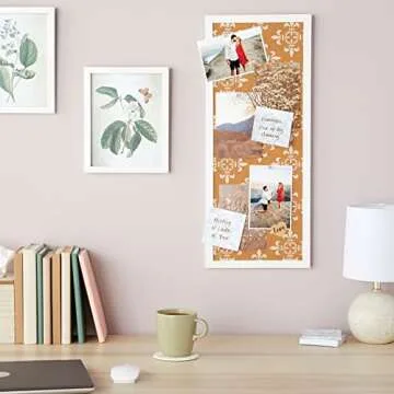 Juvale Cork Bulletin Board - 10 x 24 inch with White Frame, Decorative Rectangle Hanging Pin Board for Office, Bedroom, Home Decor, Message