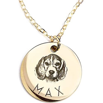 MignonandMignon Personalized Dog Necklace with Pet Portrait - Heartfelt Memorial Gift for Animal Lov...