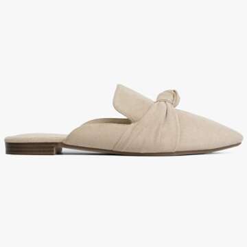 MUSSHOE Mules for Women Comfortable Pointed Toe Backless Slip-on Slides Loafer Flats with Knot,Nude ...