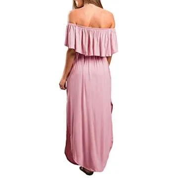 Stylish Womens Off The Shoulder Party Maxi Dress