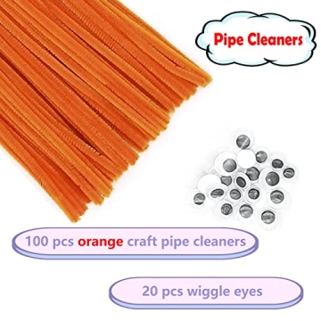 Cldamecy Orange Pipe Cleaners Set with Googly Eyes for Crafts