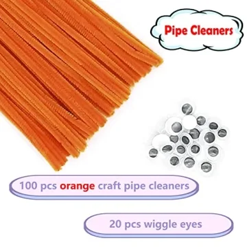 Cldamecy Orange Pipe Cleaners Set with Googly Eyes for Crafts