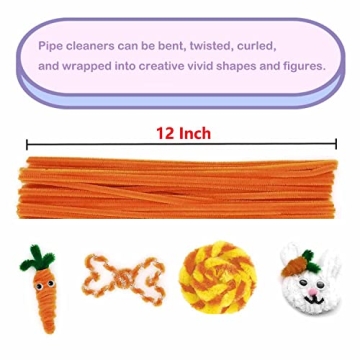 Cldamecy Orange Pipe Cleaners Set with Googly Eyes for Crafts