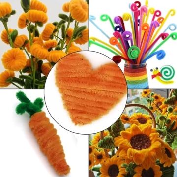 Cldamecy Orange Pipe Cleaners Set with Googly Eyes for Crafts