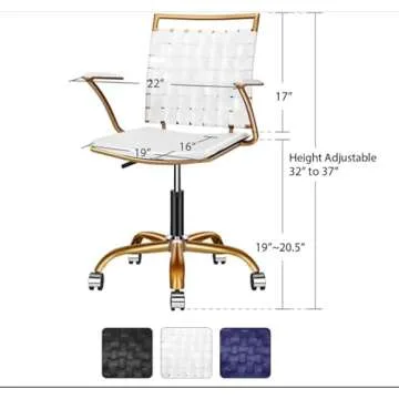 Modern Cute Computer Task Chair Small Computer Chair Cute Office Chair Home Computer Chairs Adjustable Task Chairs Swivel Task Chair for Small Space, Living Room, Make-up, Studying (3013 gold white)