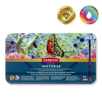 Derwent Coloured Pencils, Inktense Ink Pencils, Drawing, Art, Metal Tin, 72 Count (2301843)