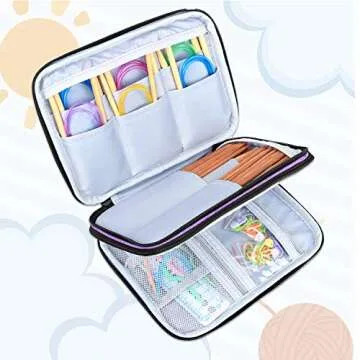 LUXJA Heavy-Duty Nylon Knitting Needles Case | Travel Organizer for Knitters
