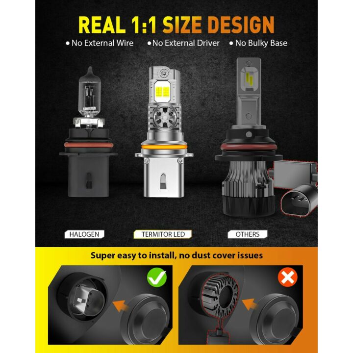 9007 HB5 Ultra Bright LED Bulbs 22000LM Light Output