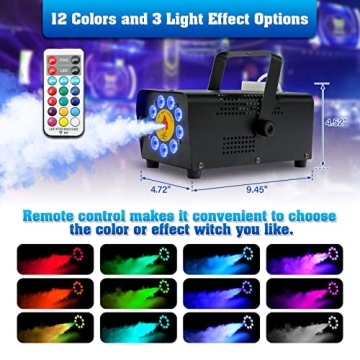 Portable 500W Smoke Machine with LED Lights