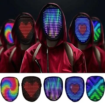 CASEIER Led Mask, Led Face Mask - 2024 Upgraded Led Mask Halloween with Gesture Control Light Up Toy for Kids, Perfect Gifts for Christmas and New Year