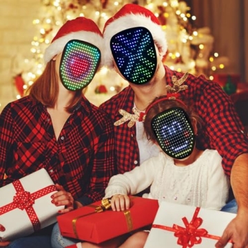 CASEIER Led Mask, Led Face Mask - 2024 Upgraded Led Mask Halloween with Gesture Control Light Up Toy for Kids, Perfect Gifts for Christmas and New Year