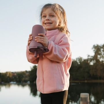 BrüMate Leap 12oz 100% Leakproof Kids Tumbler with Handle and Silicone Soft Straw | Durable Drop Resistant Silicone Sleeve | Made of Insulated Stainless Steel | Cup Holder Friendly | 12oz (Aurora)