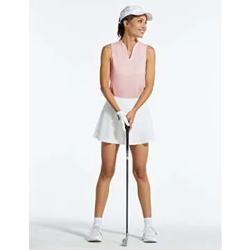 BALEAF Women's Sleeveless Tennis Shirts Lightweight Quick Dry V-Neck Golf Top Tank Tops Polo Pink M