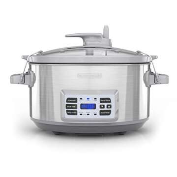 BLACK+DECKER 7-Quart Digital Slow Cooker, SCD7007SSD, Temperature Probe, Sous-Vide, Locking Lid, Removable Stoneware Crock