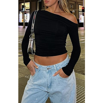 Sexy Asymmetric Pleated Crop Top for Women - Fall Trend