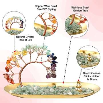 Incense Holder. Crystal Incense Burner Holder. 7 Chakra Crystal Incense Sticks Holder. Incense Trays...