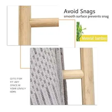 FUIN Fully Assembled Bamboo Blanket Ladder for Cozy Homes