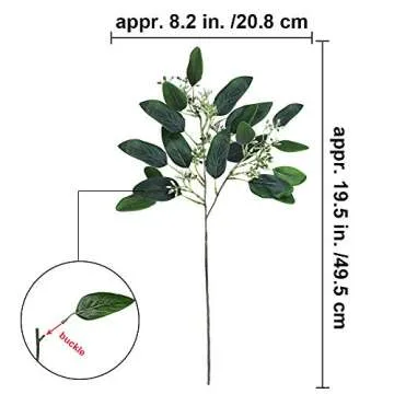6 Pcs Faux Seeded Eucalyptus Leaves Spray Fake Artificial Eucalyptus Leaves Greenery Stems Bulk in Green 25" Tall for Vase Wreaths Garland Bouquet Floral Arrangements Holiday Greens Christmas