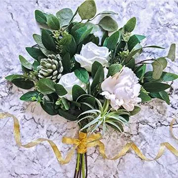 6 Pcs Faux Seeded Eucalyptus Leaves Spray Fake Artificial Eucalyptus Leaves Greenery Stems Bulk in Green 25" Tall for Vase Wreaths Garland Bouquet Floral Arrangements Holiday Greens Christmas