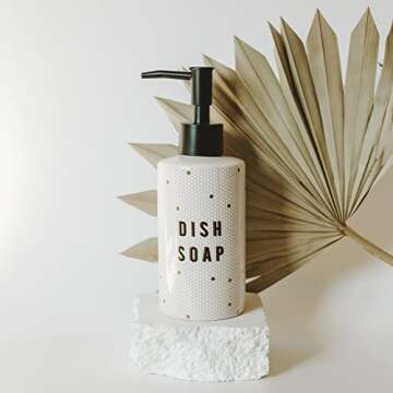 Sweet Water Decor Gold Tile Soap Dispenser | Refillable 8.5 oz Honeycomb Design