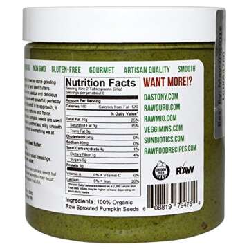 DASTONY Organic Sprouted Pumpkin Seed Butter, 8 OZ