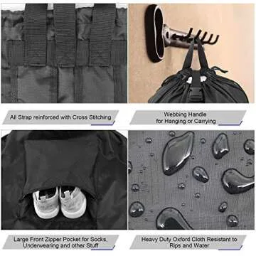 BeeGreen Laundry Bag Backpack w Adjustable Shoulder Straps College Dorm Essentials w Drawstring Closure for Travel Camp Heavy Duty Laundry Backpack Portable w Handle Xlarge Black