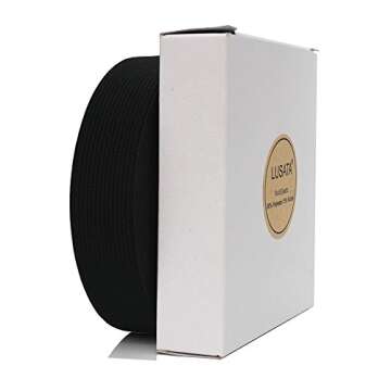lusata 0.75 inch Wide Black Knit Elastic Spool Heavy Stretch High Elasticity Knit Elastic Band 10 Yard