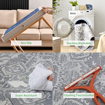 MaxRugrs Washable Stain Resistant Non-Slip Vintage Runner Rug