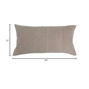 Creative Co-Op Linen Blend Pleated Lumbar Pillow, 24" L x 12" W x 2" H, Natural