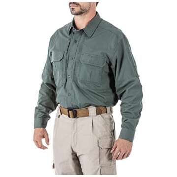 5.11 Tactical Long Sleeve Work Shirt, 100% Cotton Canvas, Od Green, Large, Style 72157