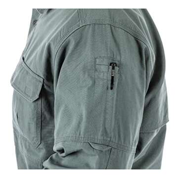 5.11 Tactical Long Sleeve Work Shirt, 100% Cotton Canvas, Od Green, Large, Style 72157