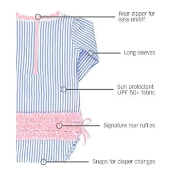 RuffleButts Baby Girl Long Sleeve Swimsuit with UPF 50+