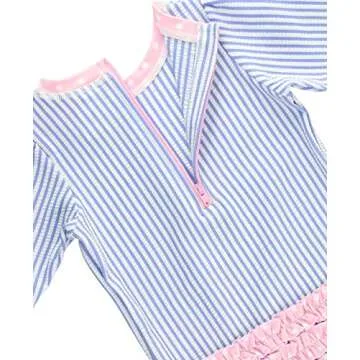 RuffleButts Baby Girl Long Sleeve Swimsuit with UPF 50+