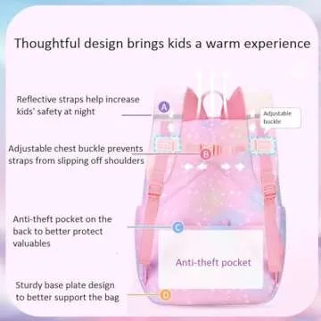 ETAISHOW Heart-Print Blue Girls Backpack for Elementary School Kids Bookbag with Compartments Cute Student Backpack for Girls