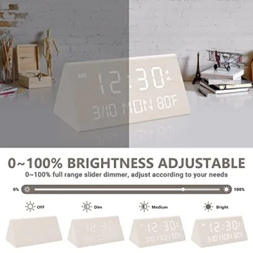 Kogonee Wooden Digital Alarm Clock with Dimmer Dual USB Ports