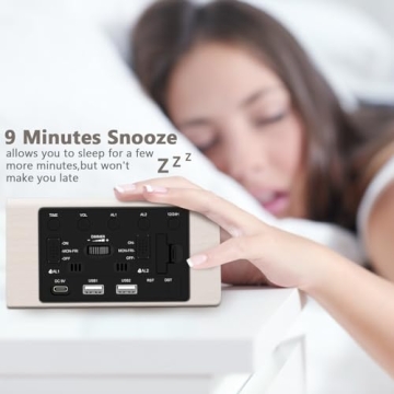 Kogonee Wooden Digital Alarm Clock with Dimmer Dual USB Ports