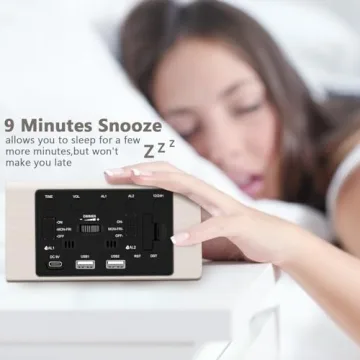 Kogonee Wooden Digital Alarm Clock with Dimmer Dual USB Ports