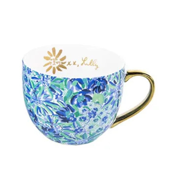 Lilly Pulitzer Blue Ceramic Coffee Mug - Stylish & Safe