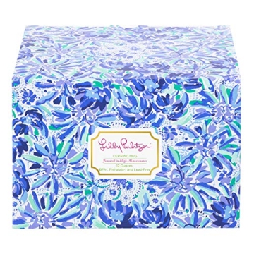 Lilly Pulitzer Blue Ceramic Coffee Mug - Stylish & Safe