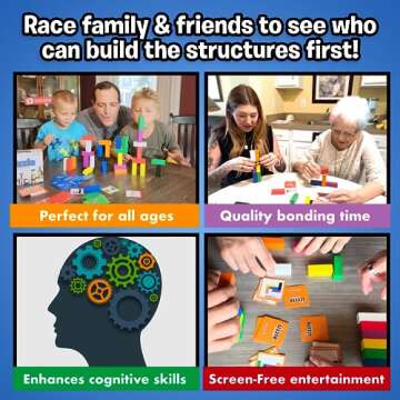 The Uzzle Stack Royale Board Game, Fast & Fun Family Board Game for Children & Adults, Color Block P...