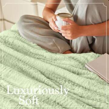 The Connecticut Home Co Throw Blanket for Couch, Soft Luxury Home Decor Faux Fur and Sherpa, Cozy Wa...