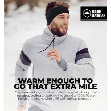 Tough Headwear Fleece Ear Warmer Headband for Women & Men - Perfect for Winter Sports