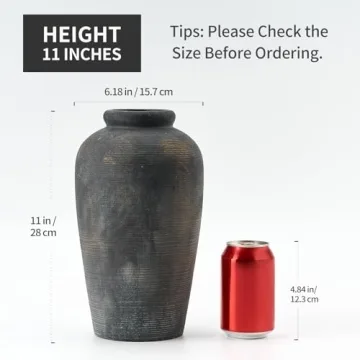 Vaseking 11" Large Ceramic Rustic Vase for Home Decor