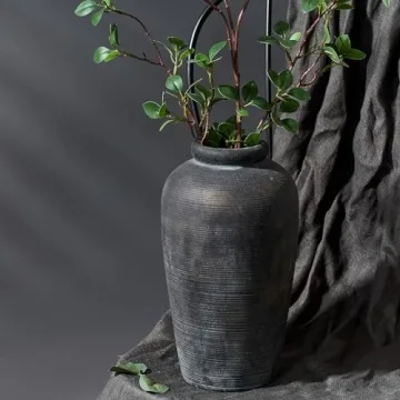 Vaseking 11" Large Ceramic Rustic Vase for Home Decor
